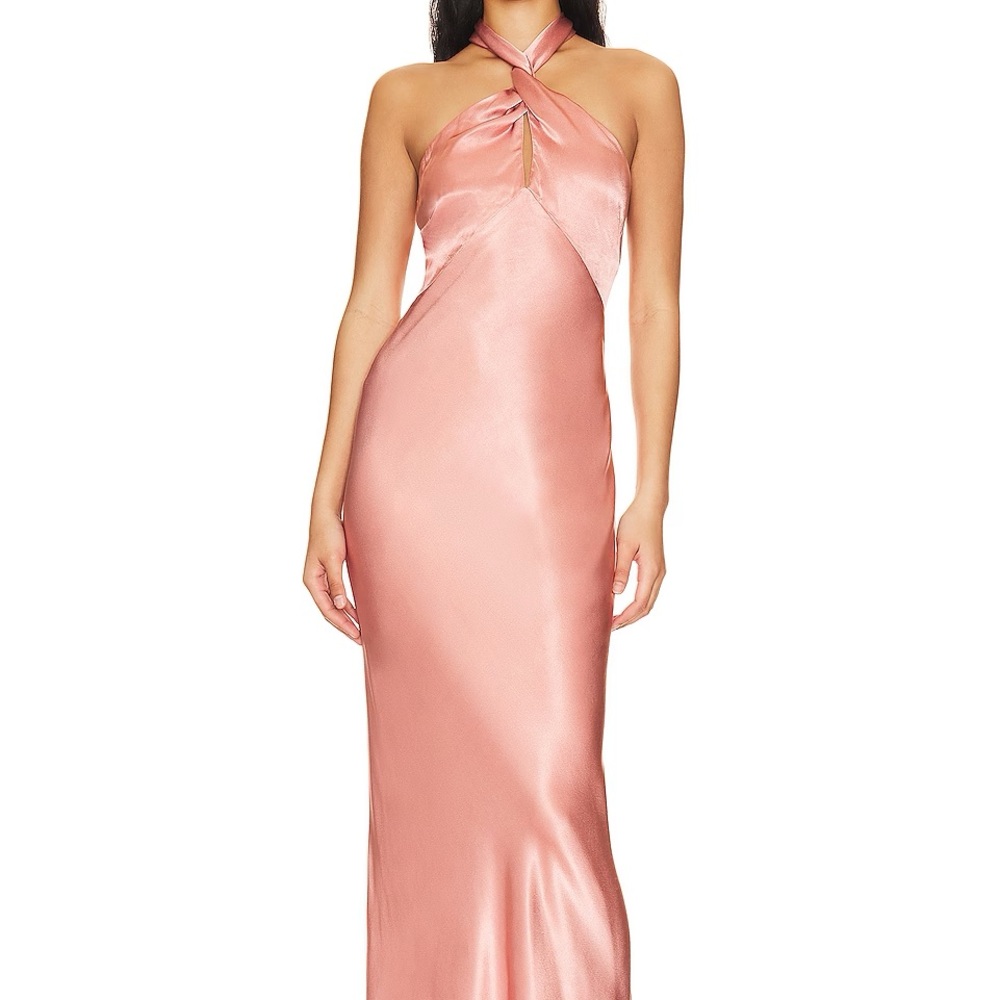 Shona Joy La Lune High Neck Twist Maxi Dress in Antique Rose Size 10